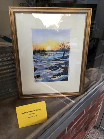 Watercolor of sunset scene