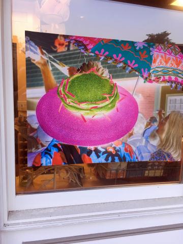 Colorful pink and green hat