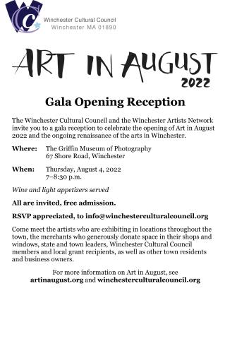 Art in August Reception invitation