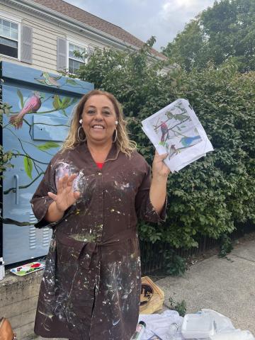 Lucia Rubini at her painted utility box