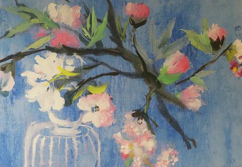 Blossoms with a vase
