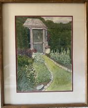 Watercolor of a house and lawn