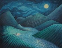 Dan Brenton painting: "Blue-green River Fire"