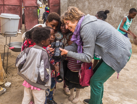 Betty Stone with Zambian kids