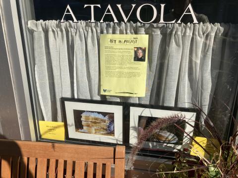 Art in August artworks in shop window