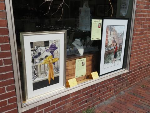 Art in August artworks in shop window