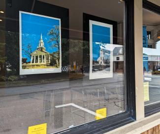 Art in August artworks in shop window