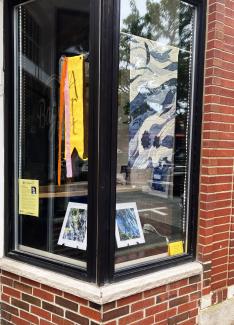 Art in August artworks in shop window